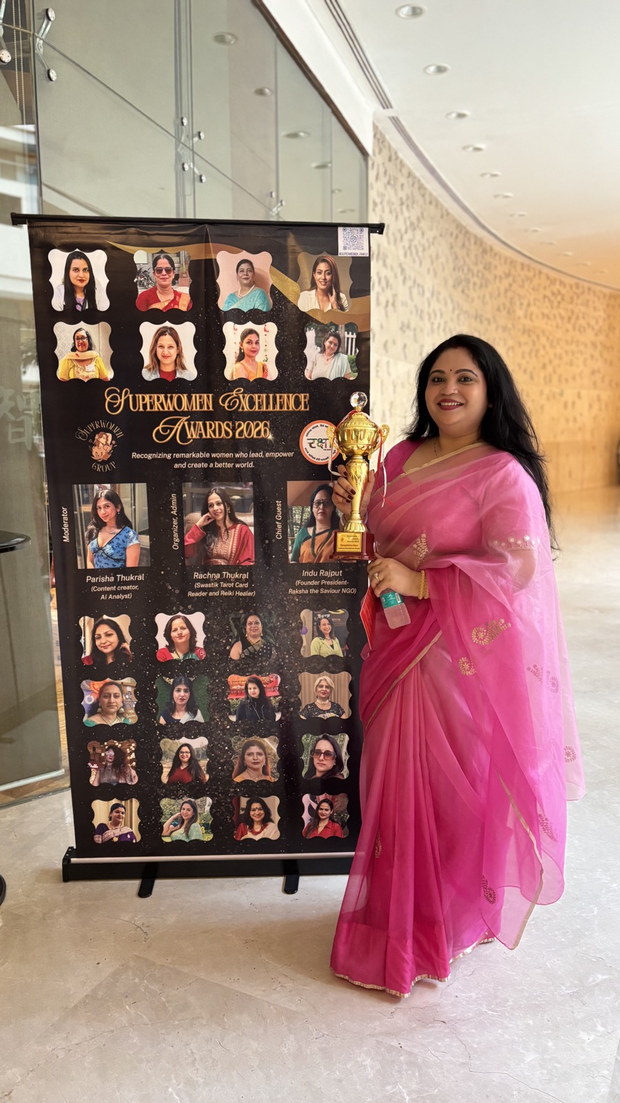 Deepshikha Gaur with her Culinary Excellence Award at the Superwomen Excellence Awards 2026, photographed 13 September 2026.